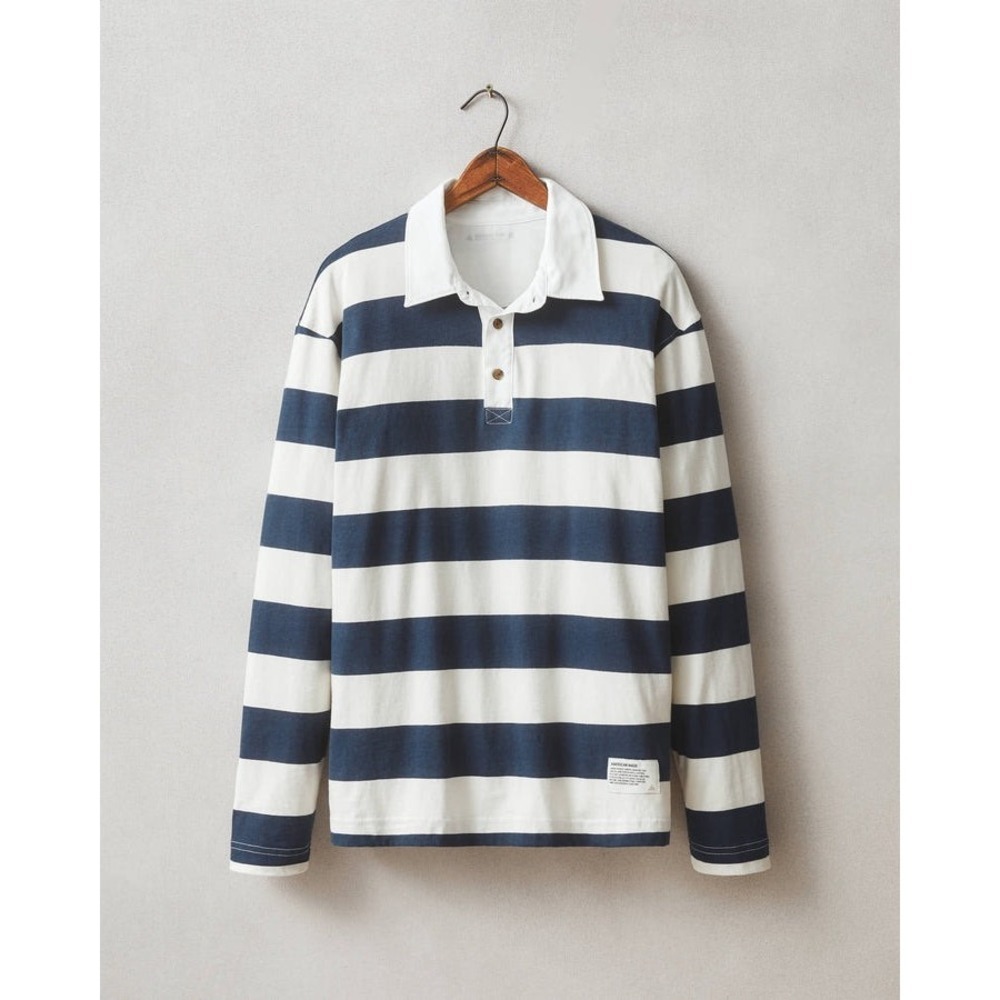 American Giant Heritage Rugby‎ Shirt Blue Stripe Medium New With Tags